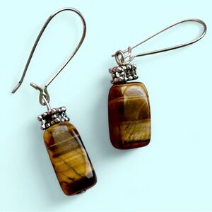 Boho-Chic Tiger Eye Dangle Earrings